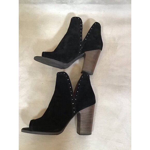 Lucky Brand Womens Libeth Booties Ankle Boots Black Suede Studded Pull On 7.5 - Picture 4 of 9